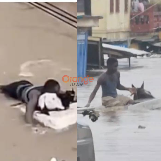 man riding a horse accra flooding man riding horse