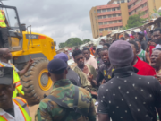 KMA Demolishes Illegal Structures In Kumasi; Clash Erupts. KMA taskforce demolishing exercise