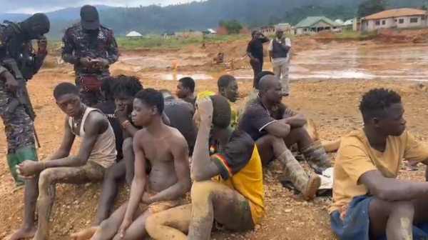Illegal Miners Arrested by NAIMOS at Osino Suspected illegal miners arrested during the NAIMOS operation